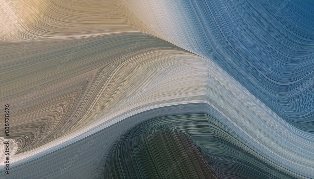 Aufkleber abstract moving designed horizontal header with silver, dark slate gray and tan colors. fluid curved