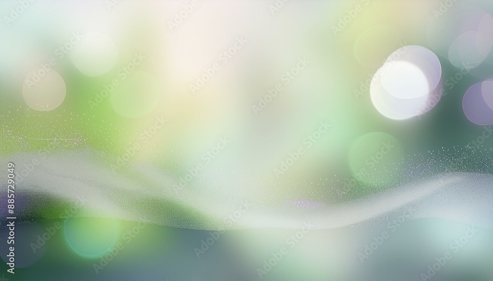 Aufkleber blurred bokeh horizontal background bokeh graphic with light gray, lavender and pastel green colors 