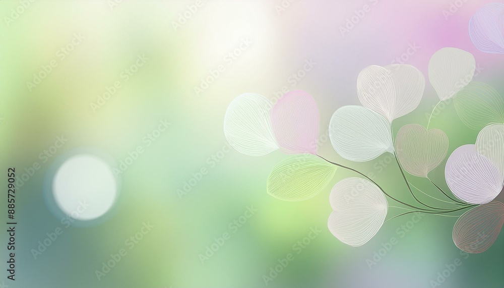 Aufkleber blurred bokeh horizontal background bokeh graphic with light gray, lavender and pastel green colors 