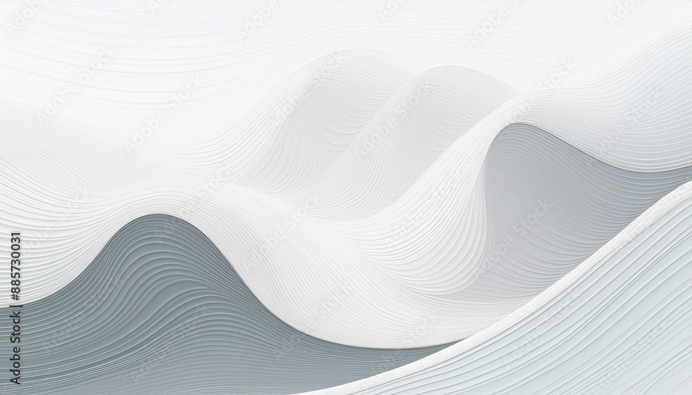 Poster flowing designed horizontal banner with white smoke, lavender and light gray colors. dynamic curved 