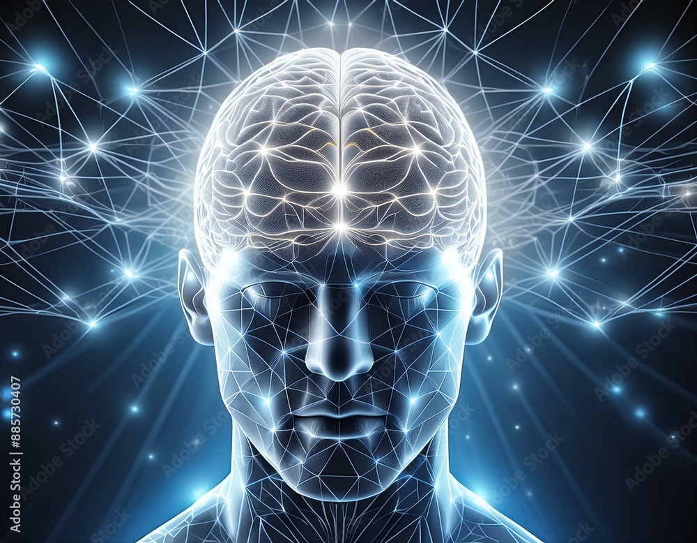 Poster glowing brain network image highlighting neural connections