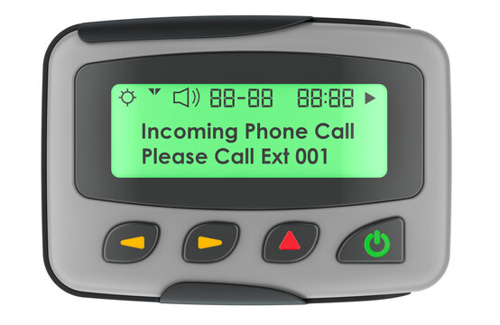 Gray Pager, beeper. Front view. 3D rendering isolated on transparent background
