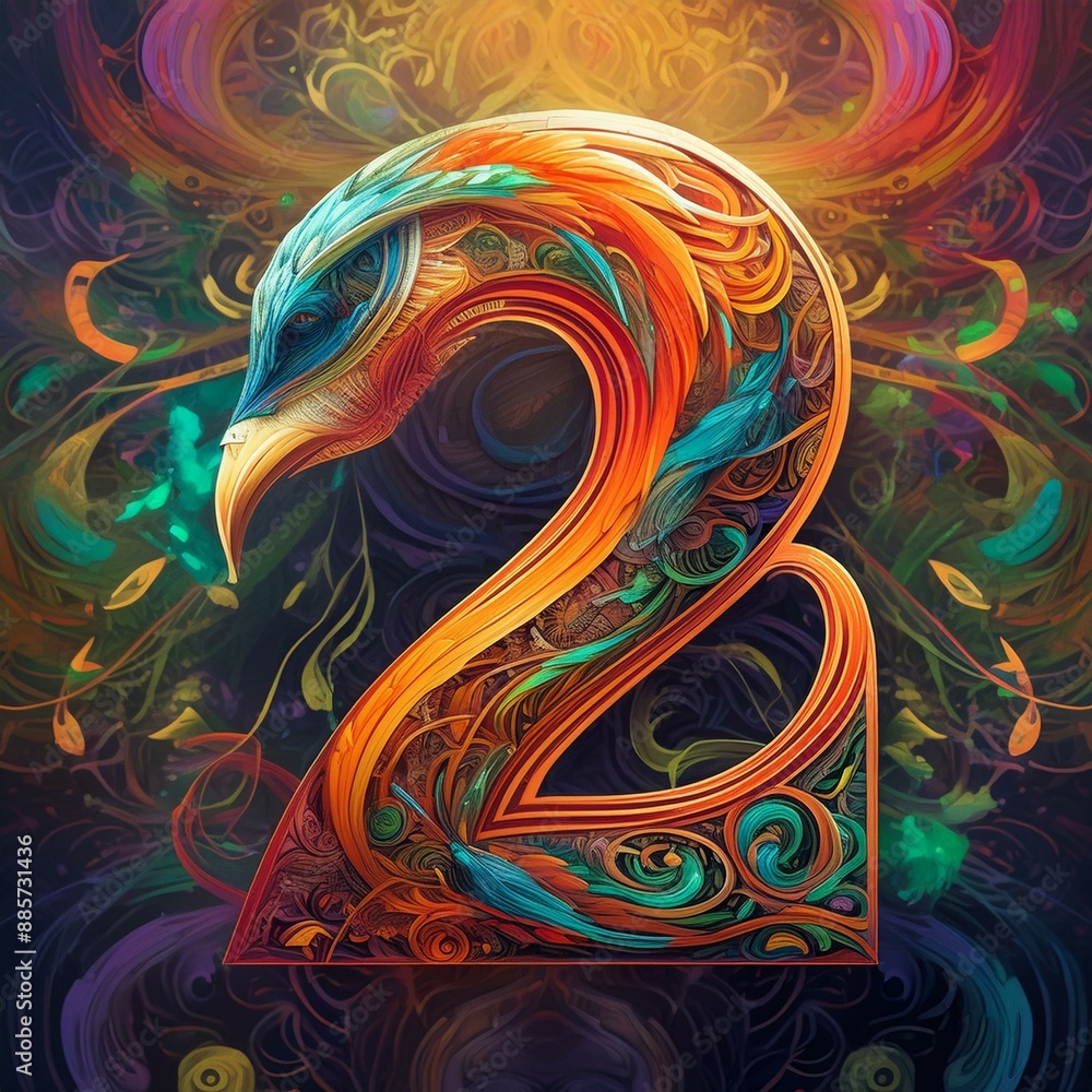 Poster number 2 - number written text two