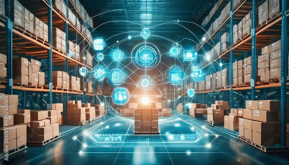 Poster smart warehouse management system using augmented reality technology to identify package picking and