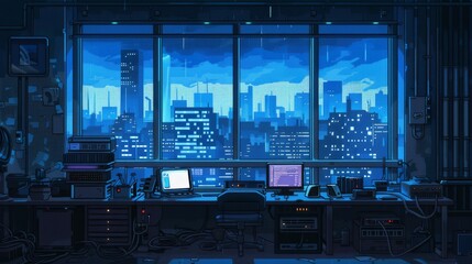 Retro 8-bit video game interface background using pixel art