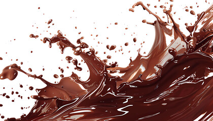 Chocolate splash, food and drink illustration, abstract swirl background isolated on a transparent background.