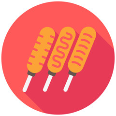 Corn Dog rounded multi color icon, related to oktoberfest, German traditional theme. use for UI or UX kit, app and web development.