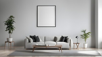 minimalist living room with a blank frame above
