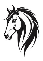 Horse head logo or symbol black. Can be used as emblem or mascot for sports or other products.