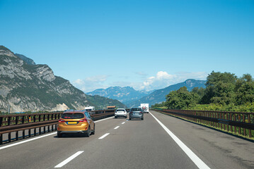 traffic on the Brenner motorway, transit route with through Tyrol to Italy