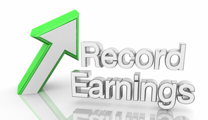 Record Earnings Company Profits Arrow Rising Up Higher 3d Illustration