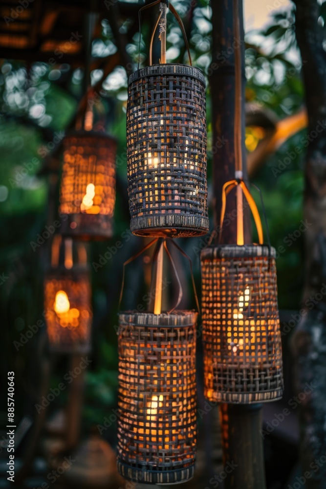 Poster a cluster of lanterns hangs from the branches of a tree, emitting a warm glow