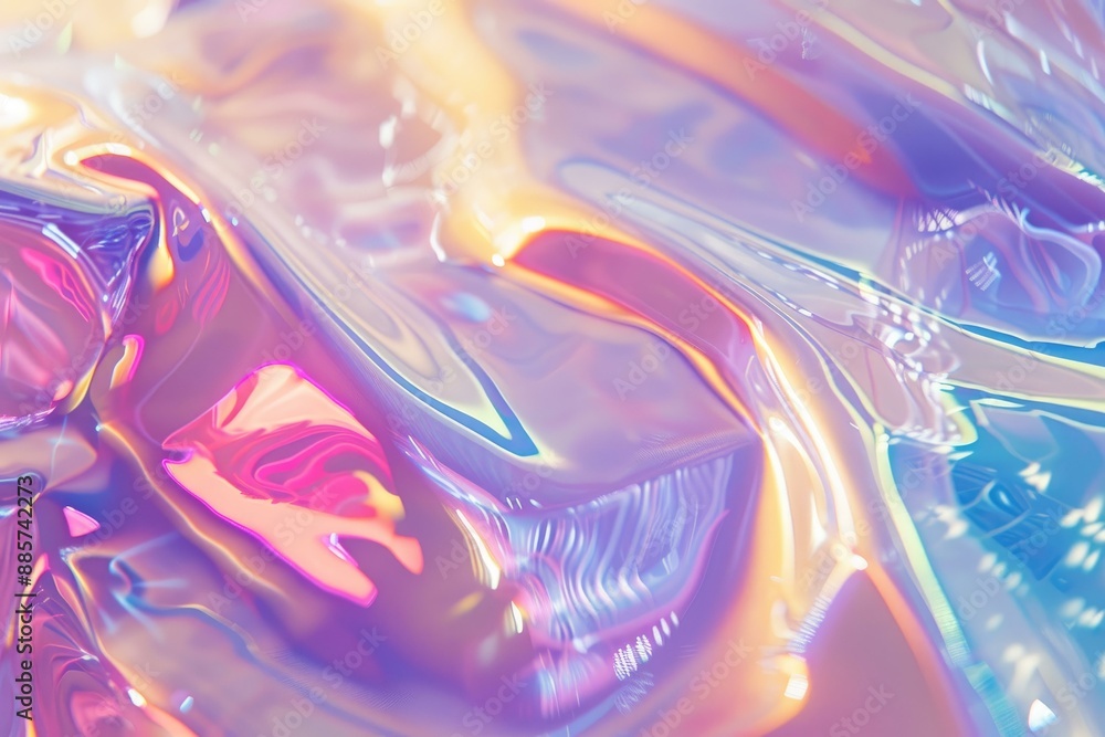 Poster vibrant and colorful iridescent holographic texture with a smooth. shiny. and multicolored backgroun