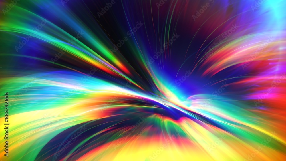 Aufkleber abstract distortion refraction of rainbow rays with spectral gradient and glow effect through lens o