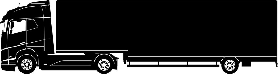 Truck with one axle semi trailer for the furniture transport.