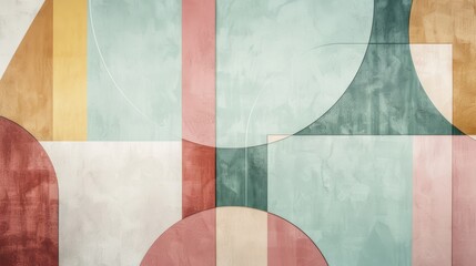 Pastel vintage geometric shapes background. Abstract geometric wallpaper