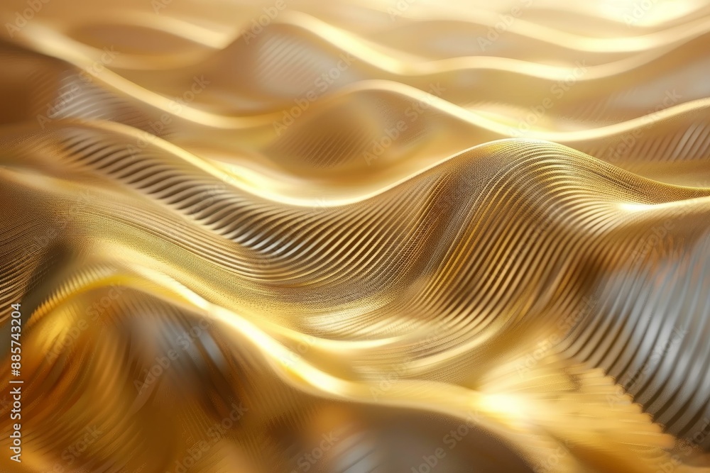 Poster elegant and luxurious golden waves abstract background with smooth. flowing texture and shiny metall