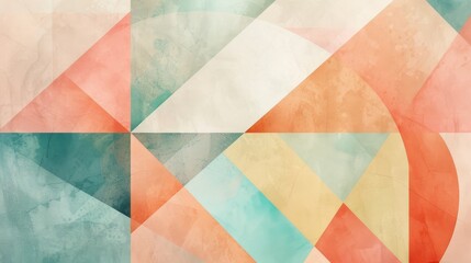 Pastel vintage geometric shapes background. Abstract geometric wallpaper