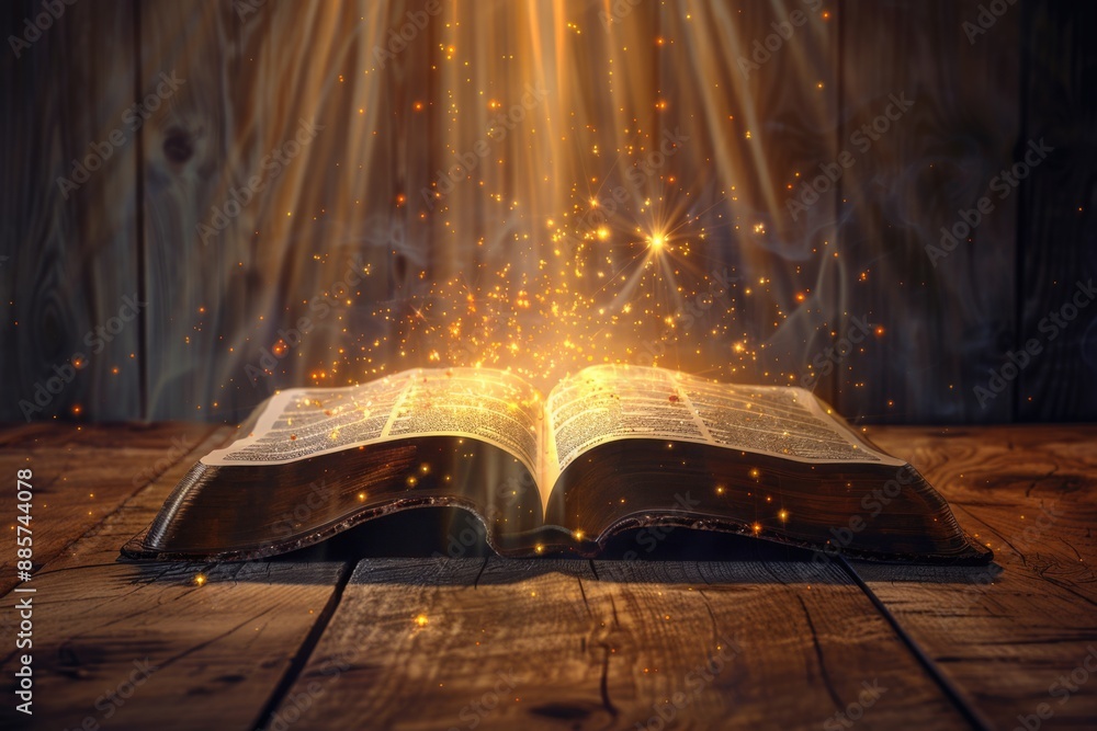 Aufkleber a person sits in front of an open book with a bright light emanating from it, suggesting study or le