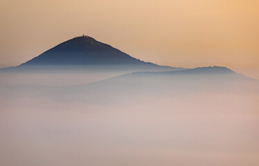Foggy morning in České Středohoří, Czech Republic