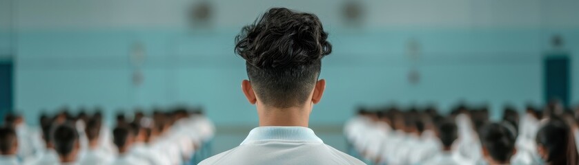 Obraz premium Students participating in school assembly