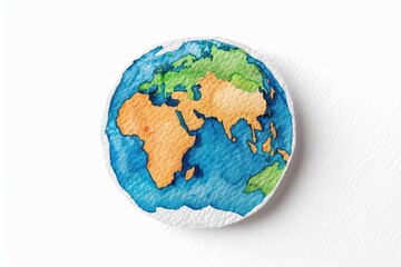 Fototapeta premium Global warming depicted in soft watercolor tones isolate on white background