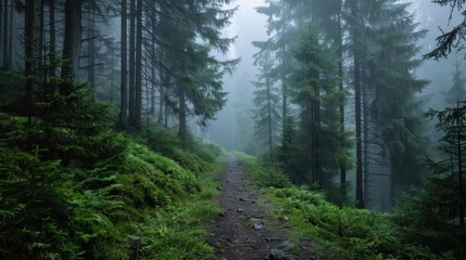 Obraz premium Hiking in a supernatural scene is an adventure of discovery, where ancient trails and mystical creatures guide the way