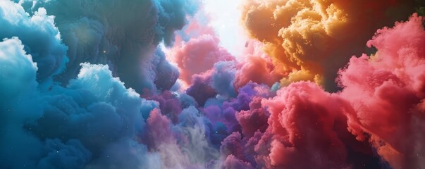 Colored smoke bombs erupt in a vibrant explosion, capturing the fleeting beauty of movement and color