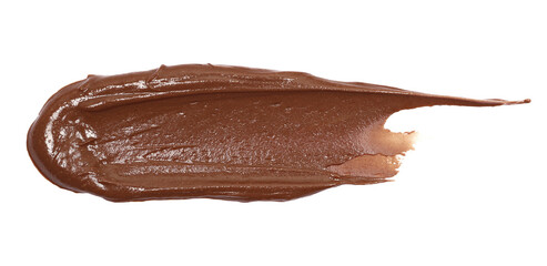 Chocolate cream spread isolated on white background, top view