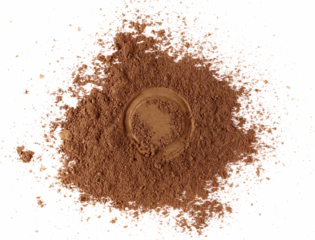 Pile cocoa powder isolated on white background