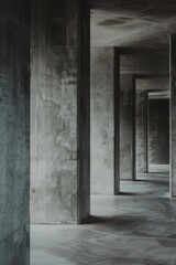 Obraz premium Minimalistic concrete interior with sleek columns, epitomizing simplicity and modernity