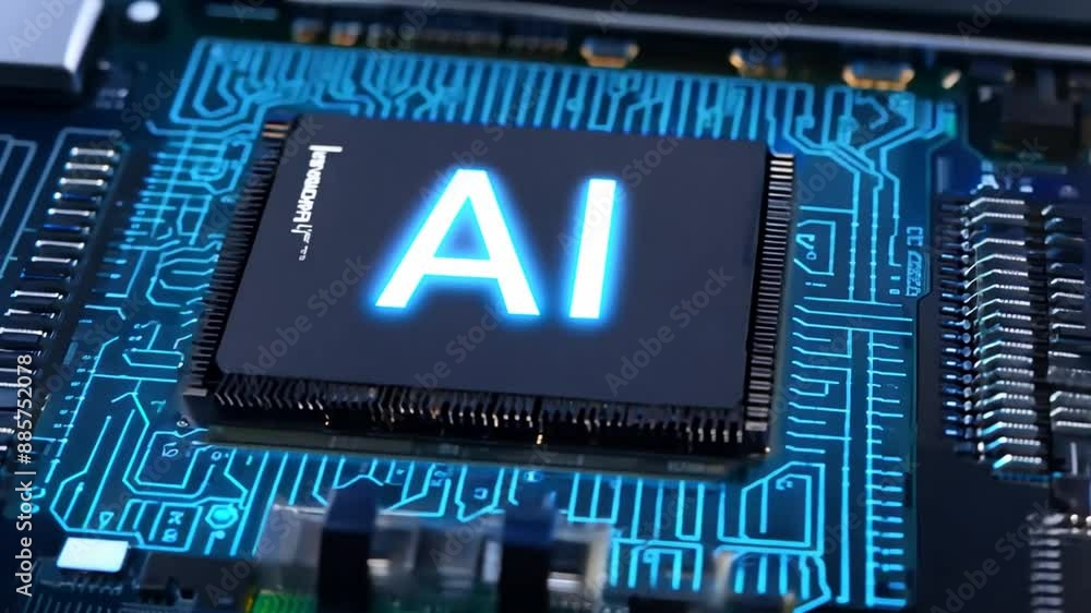 Poster ai processor on a circuit board generative ai
