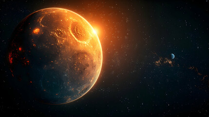 Naklejka premium A solar planet shown in a detailed vector graphic for scientific education
