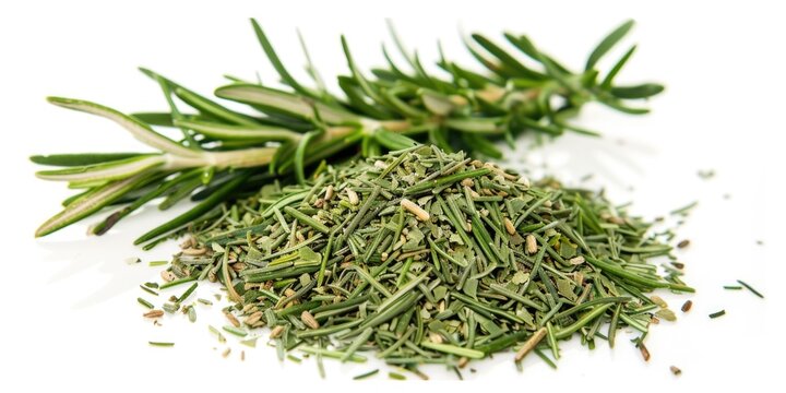 A collection of fresh herbs arranged on a clean white background