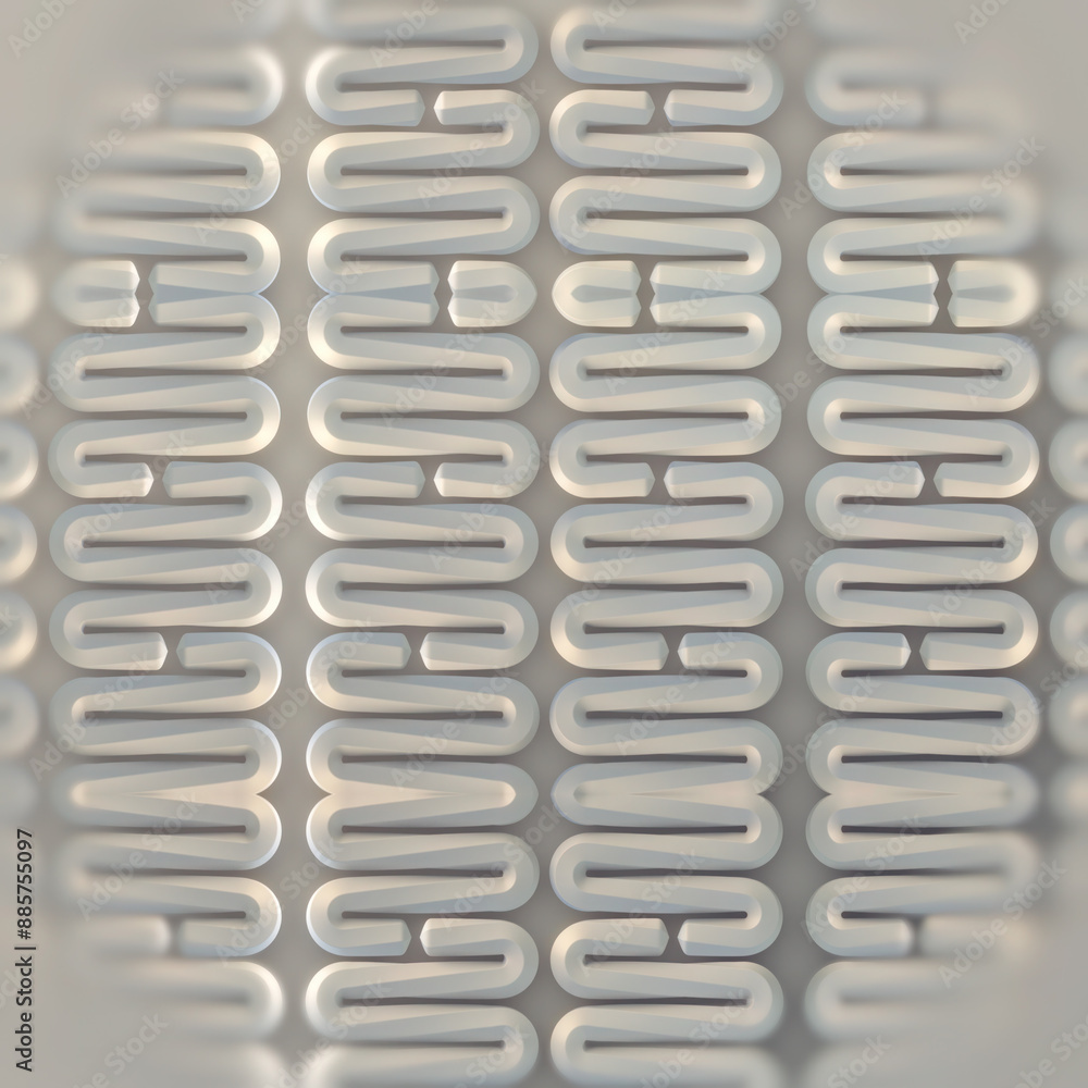 Poster 3d rendering illustration of a white winding pattern. Modern background
