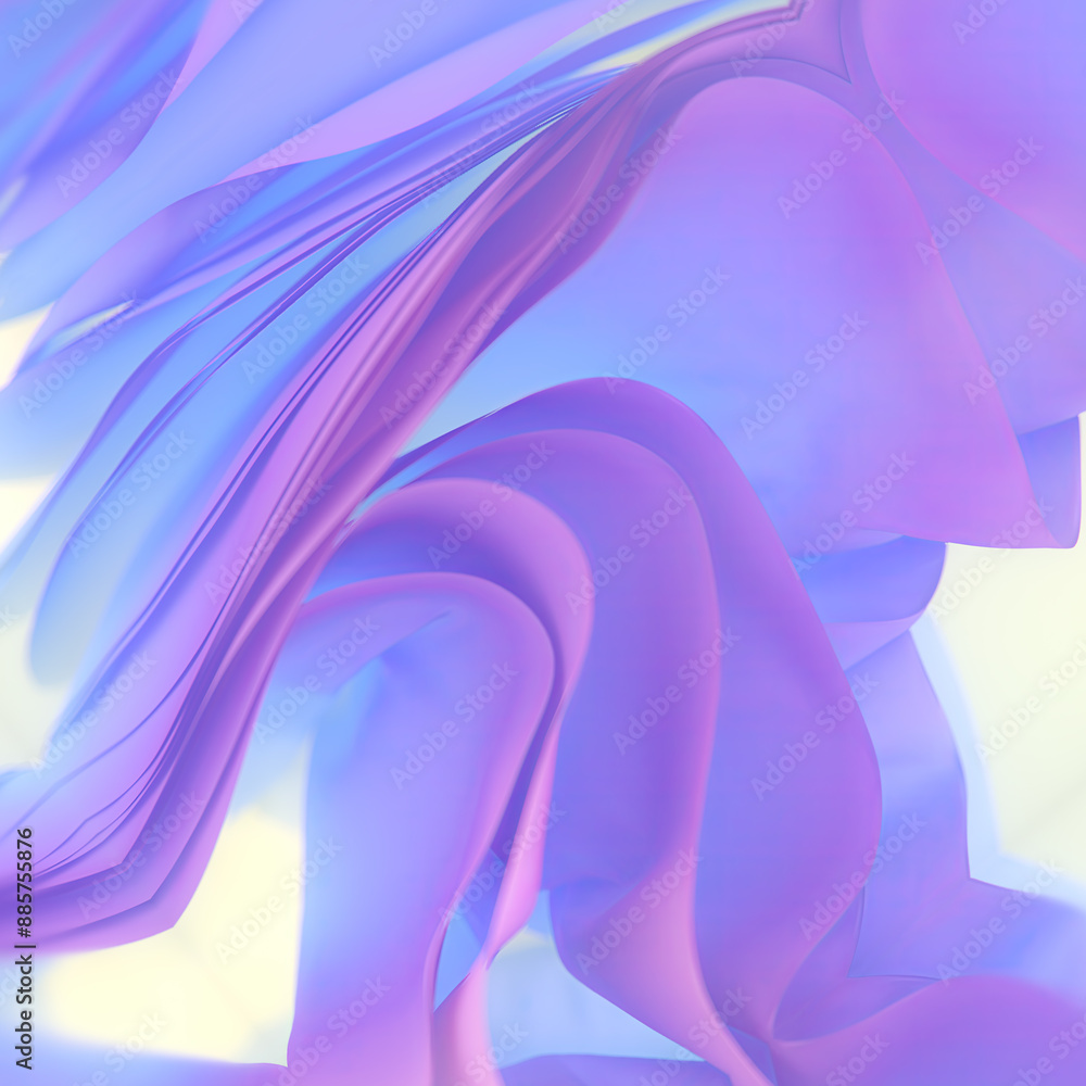 Aufkleber Abstract pattern of flying fabric stripes. 3d rendering digital illustration