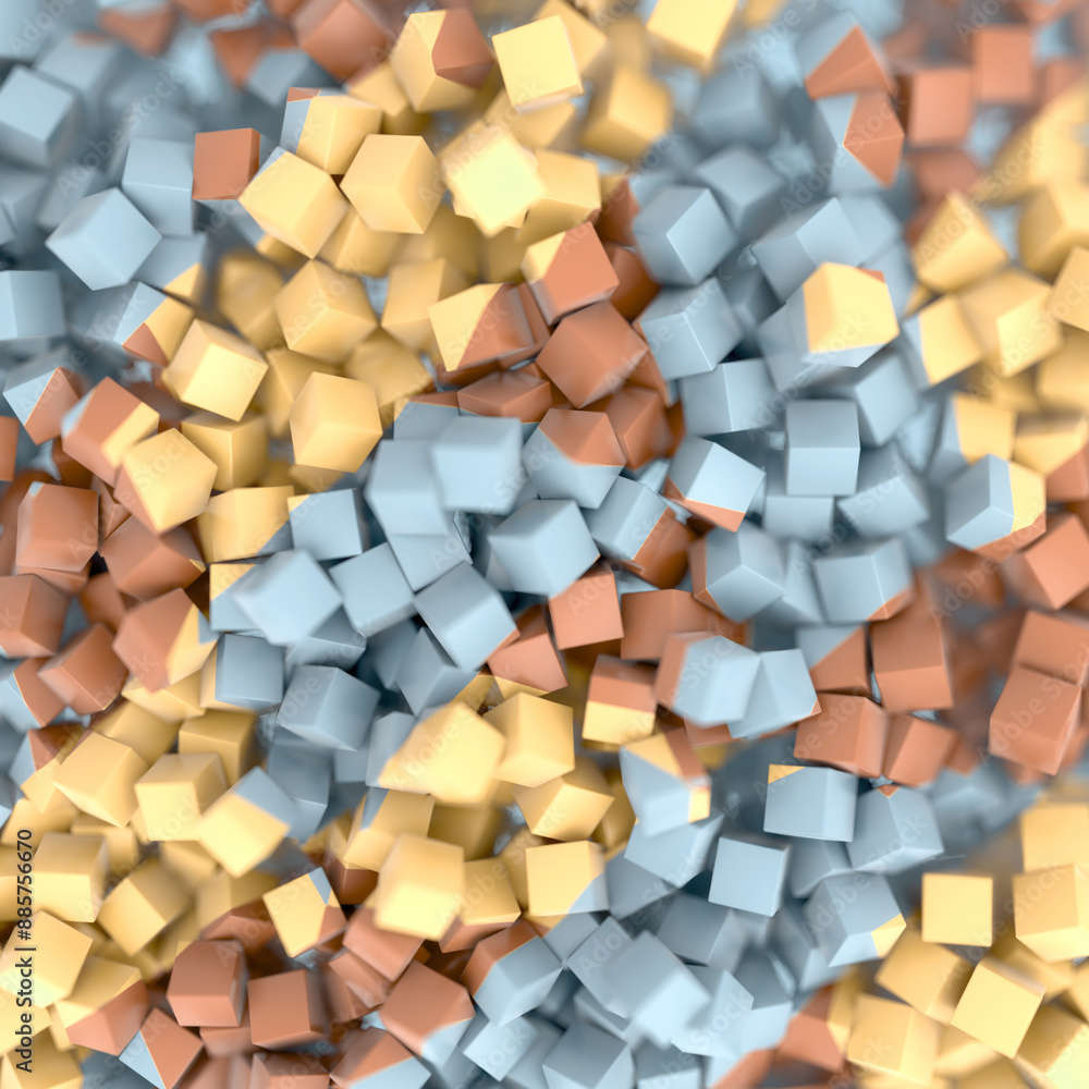 Aufkleber Three-dimensional abstract composition with geometric pattern of multicolored cubes. 3d rendering digital illustration