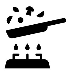 Icon of a frying pan for cooking on a gas stove