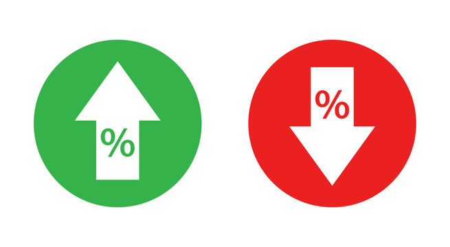 Arrow up and arrow down with percentage icon