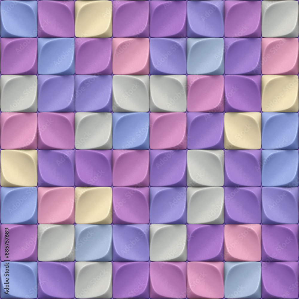 Leinwandbilder Illustration of a mosaic pattern consisting of three-dimensional multicolored elements arranged in a grid. 3d rendering
