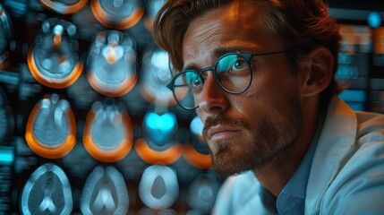 Focused Medical Professional Analyzing Brain Scans