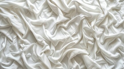 Fototapeta premium Texture of white fabric as background, top view