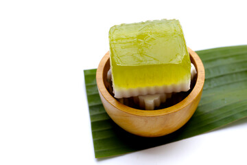 Pandan and coconut jelly. Thai Desserts.