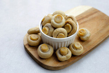 Champignon mushrooms in brine. Canned champignon mushrooms whole