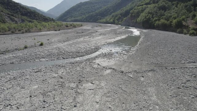 Aerial view of river Osum in Albania near village Rog in Summer 2022 - raw file