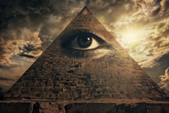 A mysterious ancient structure with an eye symbol on the side, often used for symbolism and mysticism