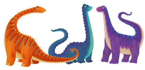 cartoon happy and funny colorful prehistoric dinosaur dino argentinosaurus isolated illustration for children