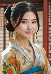 Fototapeta premium Vibrant and Youthful: A Tale of a Young Chinese Girl