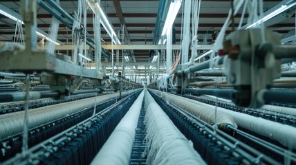 Defocused image of Automated Textile Manufacturing Facility Interior