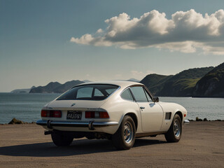 Naklejka premium car on the beach